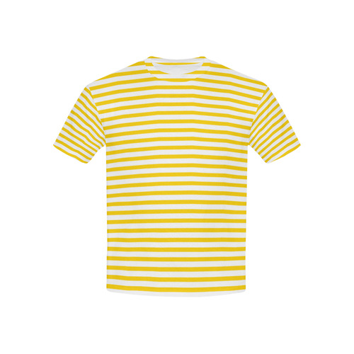 Horizontal Yellow Candy Stripes Kids' All Over Print T-shirt (USA Size) (Model T40)
