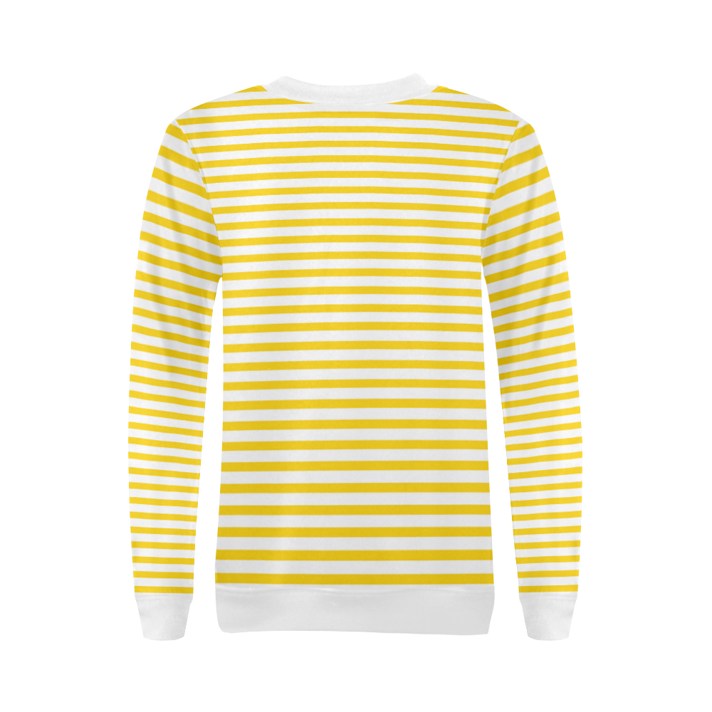 Horizontal Yellow Candy Stripes All Over Print Crewneck Sweatshirt for Women (Model H18)