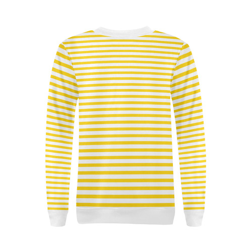 Horizontal Yellow Candy Stripes All Over Print Crewneck Sweatshirt for Women (Model H18)