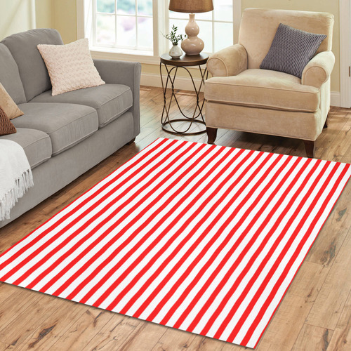 Horizontal Red Candy Stripes Area Rug7'x5'