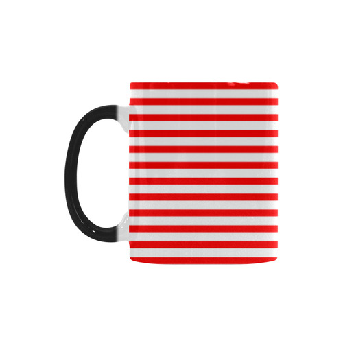 Horizontal Red Candy Stripes Custom Morphing Mug