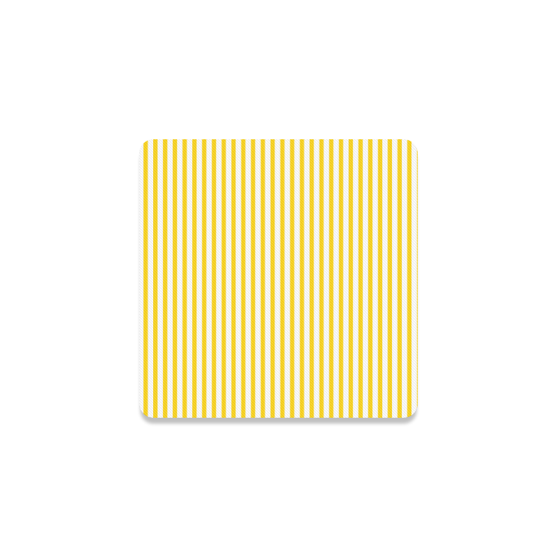 Horizontal Yellow Candy Stripes Square Coaster