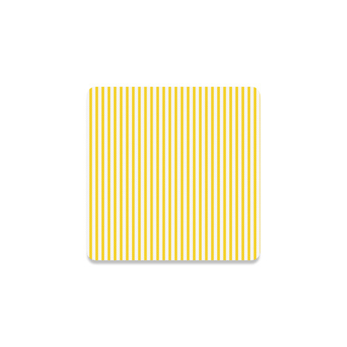 Horizontal Yellow Candy Stripes Square Coaster