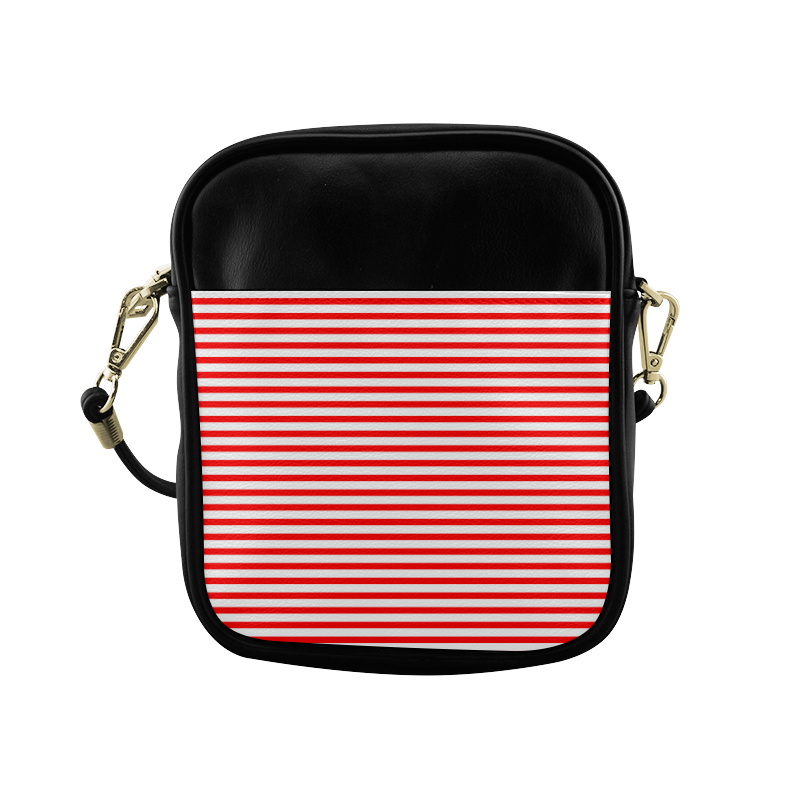 Horizontal Red Candy Stripes Sling Bag (Model 1627)