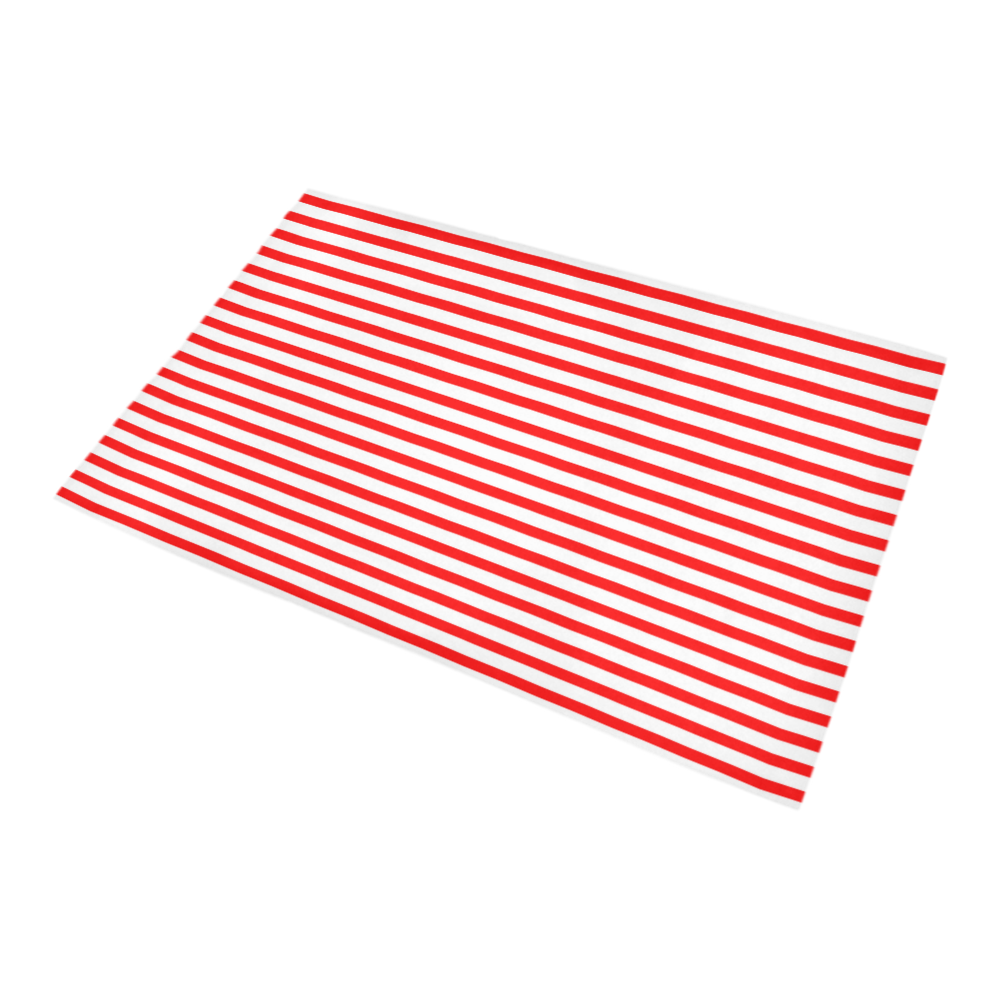 Horizontal Red Candy Stripes Bath Rug 20''x 32''