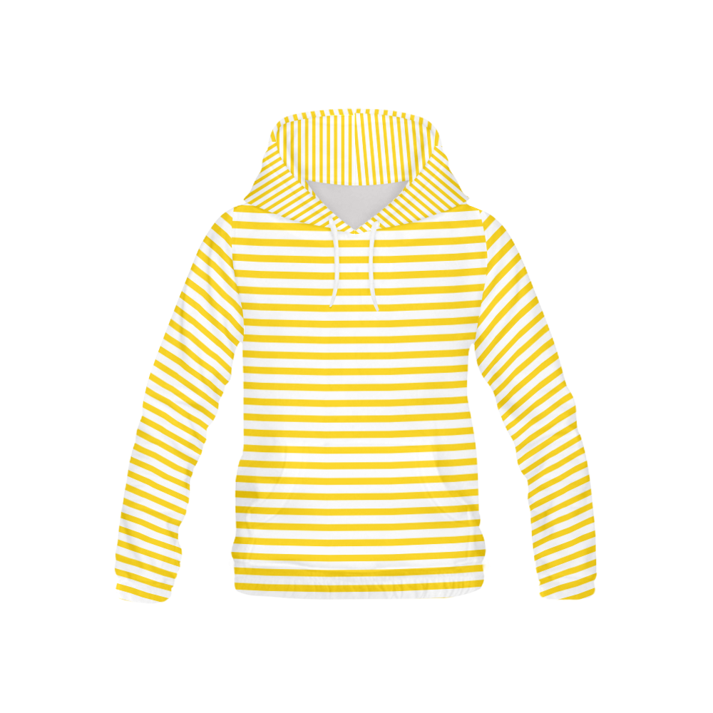 Horizontal Yellow Candy Stripes All Over Print Hoodie for Kid (USA Size) (Model H13)