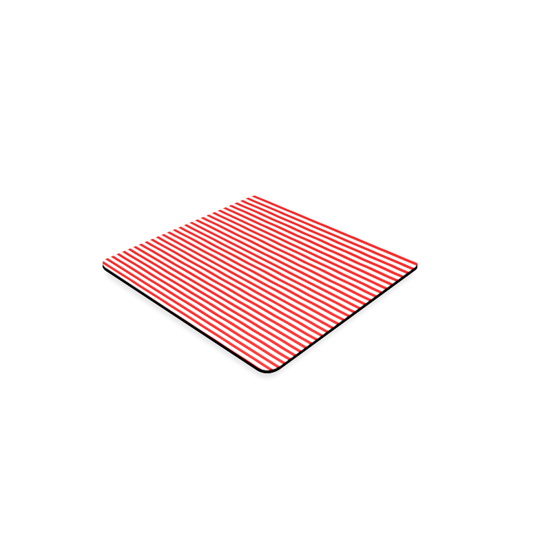 Horizontal Red Candy Stripes Square Coaster