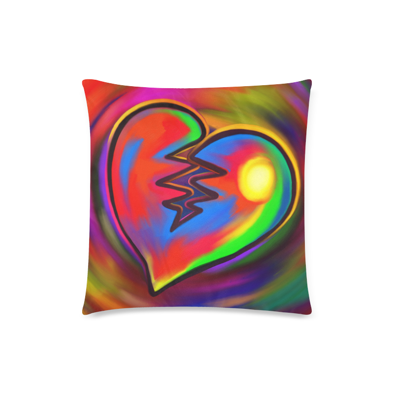 Broken Heart Vibrant Love Painting Custom Zippered Pillow Case 18"x18"(Twin Sides)