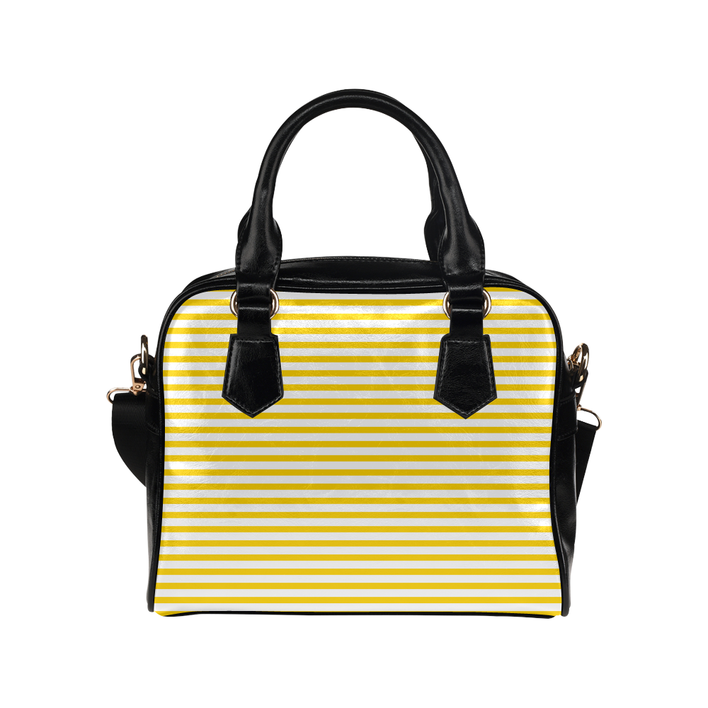 Horizontal Yellow Candy Stripes Shoulder Handbag (Model 1634)