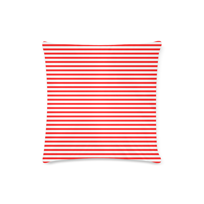 Horizontal Red Candy Stripes Custom Zippered Pillow Case 16"x16" (one side)