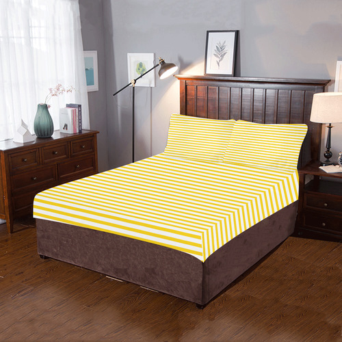 Horizontal Yellow Candy Stripes 3-Piece Bedding Set