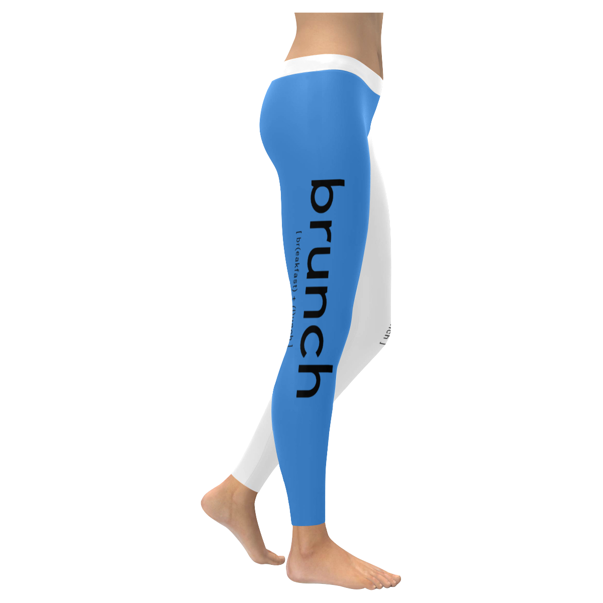Womens Leggings Stretch Yoga Pants S, M, L, XL 2XL NeonBlue White Brunch Breakfast Lunch Women's Low Rise Leggings (Invisible Stitch) (Model L05)