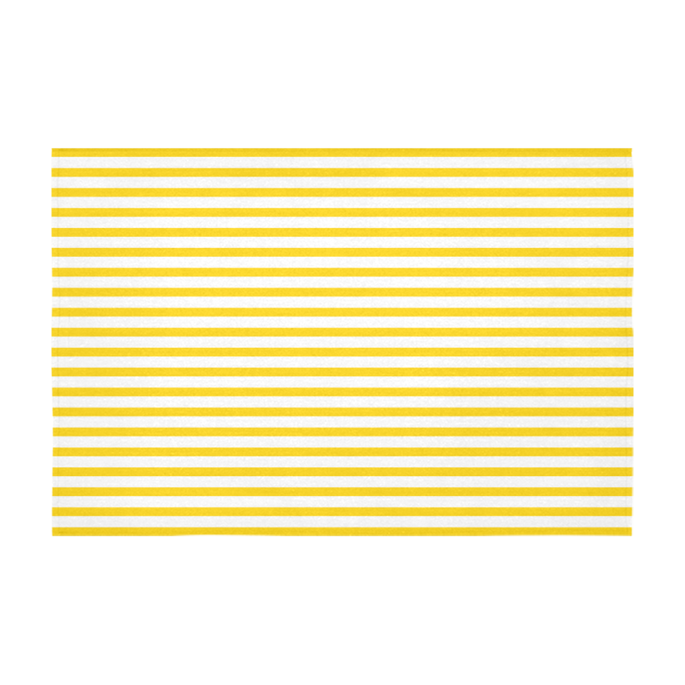 Horizontal Yellow Candy Stripes Cotton Linen Tablecloth 60" x 90"