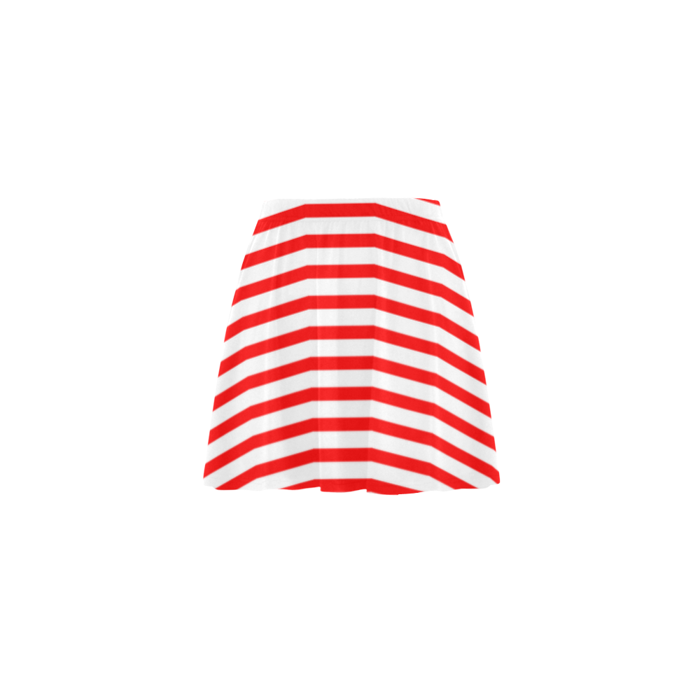 Horizontal Red Candy Stripes Mini Skating Skirt (Model D36)