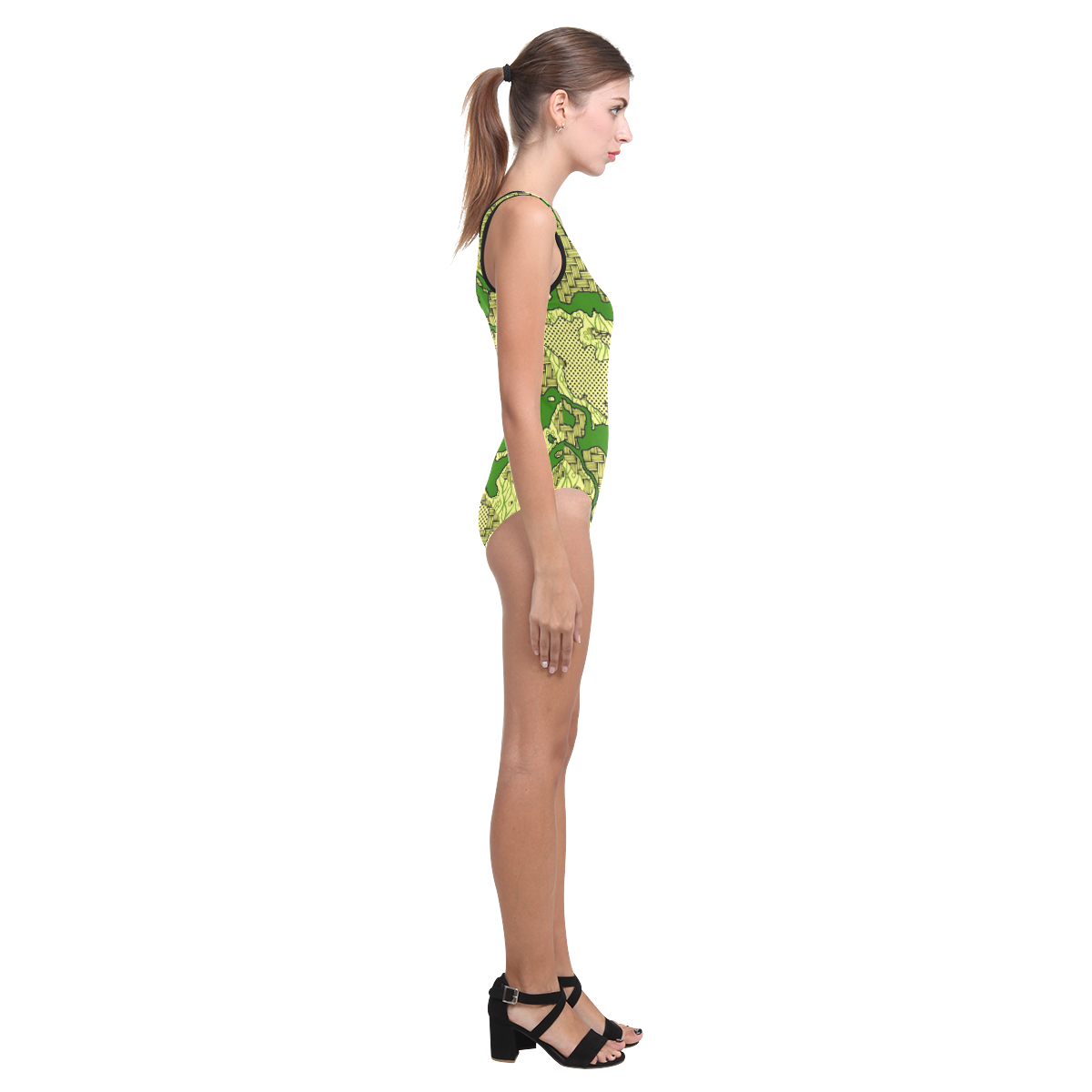 Unique abstract pattern mix 2C by FeelGood Vest One Piece Swimsuit (Model S04)