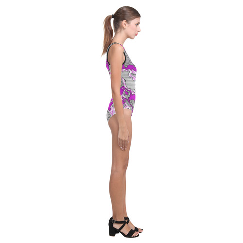 Unique abstract pattern mix 2D by FeelGood Vest One Piece Swimsuit (Model S04)