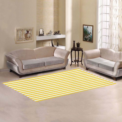 Horizontal Yellow Candy Stripes Area Rug 7'x3'3''