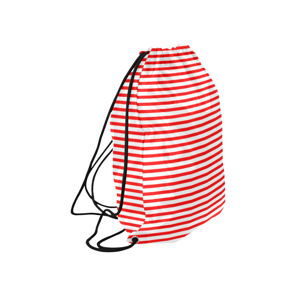 Horizontal Red Candy Stripes Large Drawstring Bag Model 1604 (Twin Sides)  16.5"(W) * 19.3"(H)