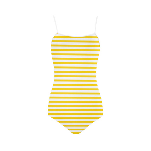 Horizontal Yellow Candy Stripes Strap Swimsuit ( Model S05)