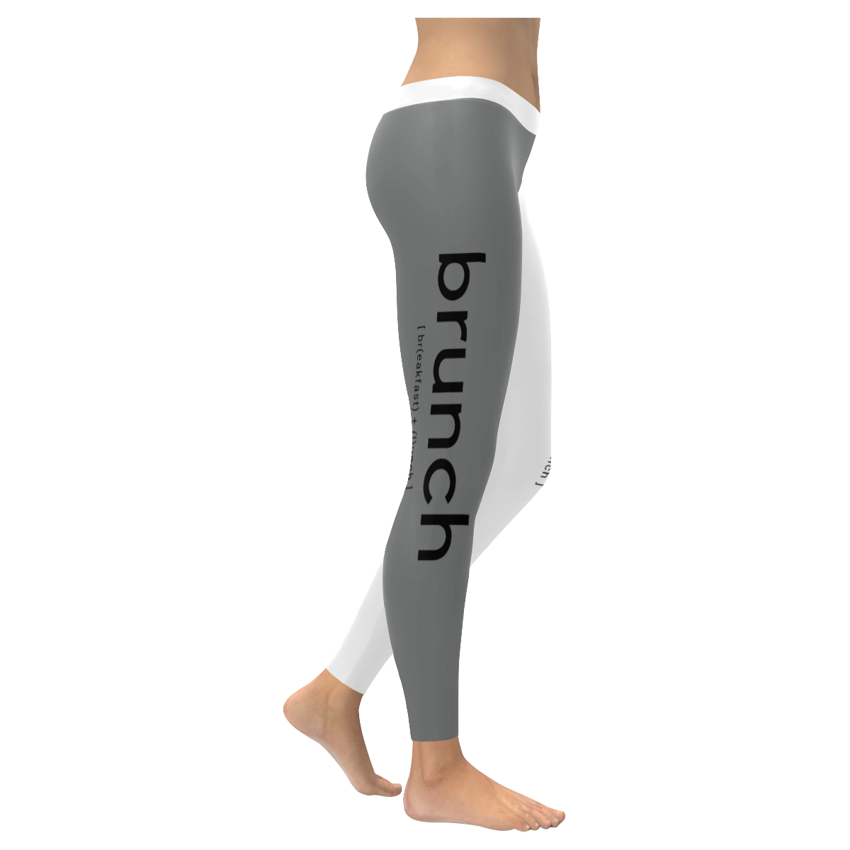 Womens Leggings Stretch Yoga Pants S, M, L, XL 2XL Gray White Brunch Breakfast Lunch Women's Low Rise Leggings (Invisible Stitch) (Model L05)