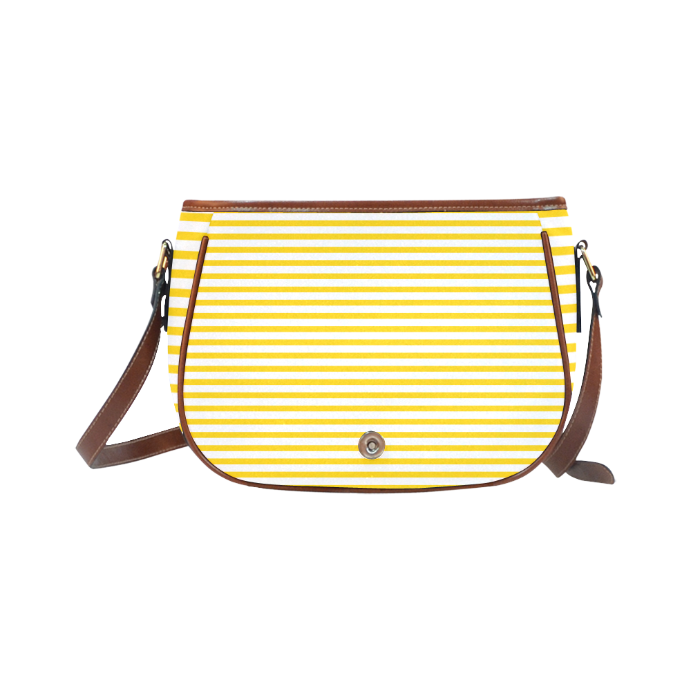 Horizontal Yellow Candy Stripes Saddle Bag/Small (Model 1649) Full Customization