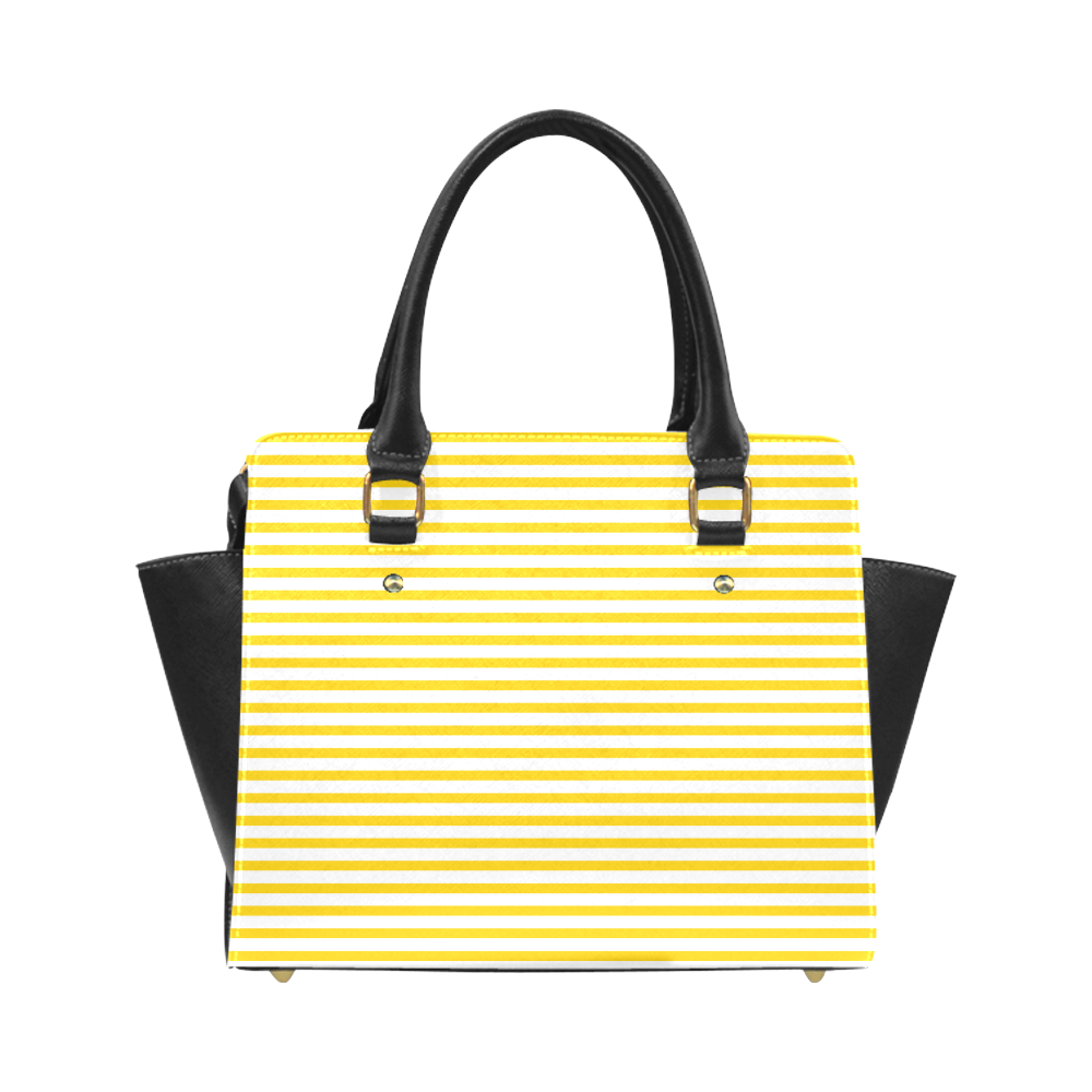 Horizontal Yellow Candy Stripes Classic Shoulder Handbag (Model 1653)
