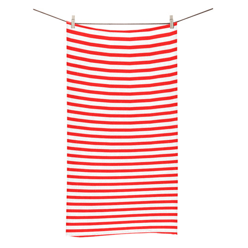 Horizontal Red Candy Stripes Bath Towel 30"x56"