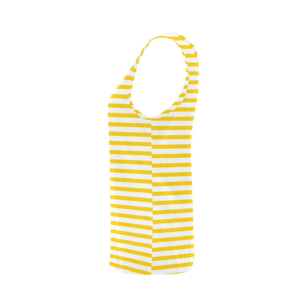 Horizontal Yellow Candy Stripes All Over Print Tank Top for Women (Model T43)