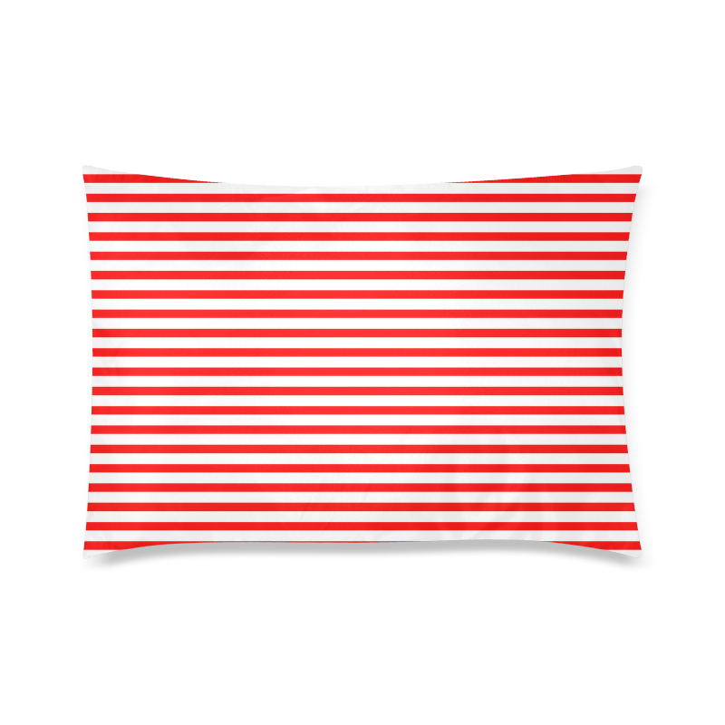 Horizontal Red Candy Stripes Custom Zippered Pillow Case 20"x30"(Twin Sides)