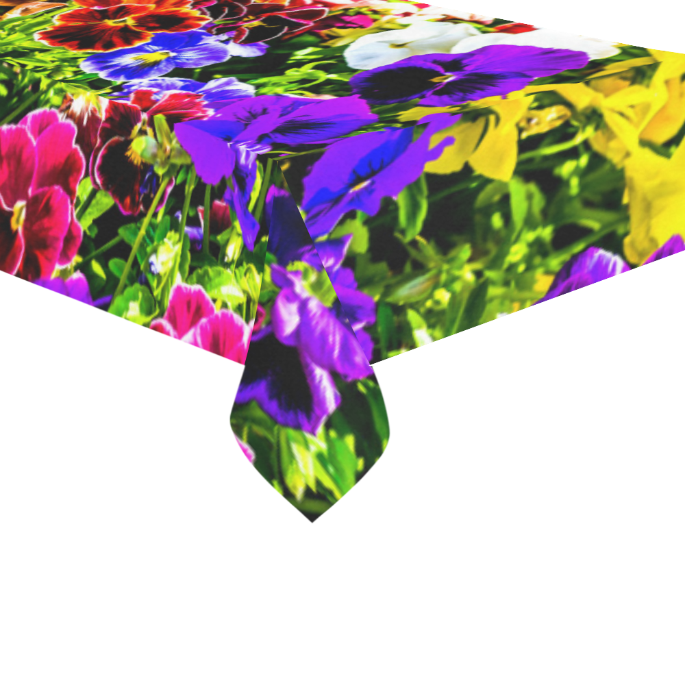 Viola Tricolor Flower colorful beautiful spring Cotton Linen Tablecloth 60"x120"