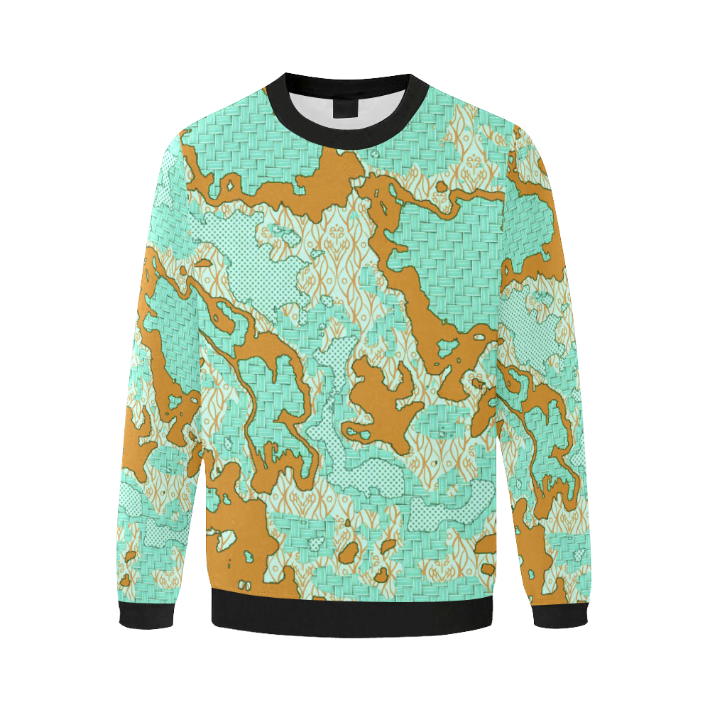 Unique abstract pattern mix 2F by FeelGood Men's Oversized Fleece Crew Sweatshirt (Model H18)