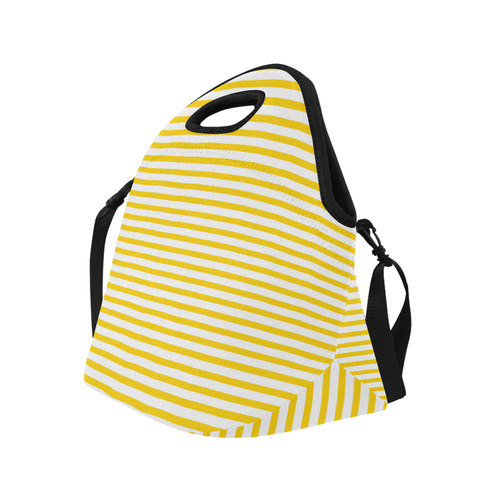 Horizontal Yellow Candy Stripes Neoprene Lunch Bag/Large (Model 1669)