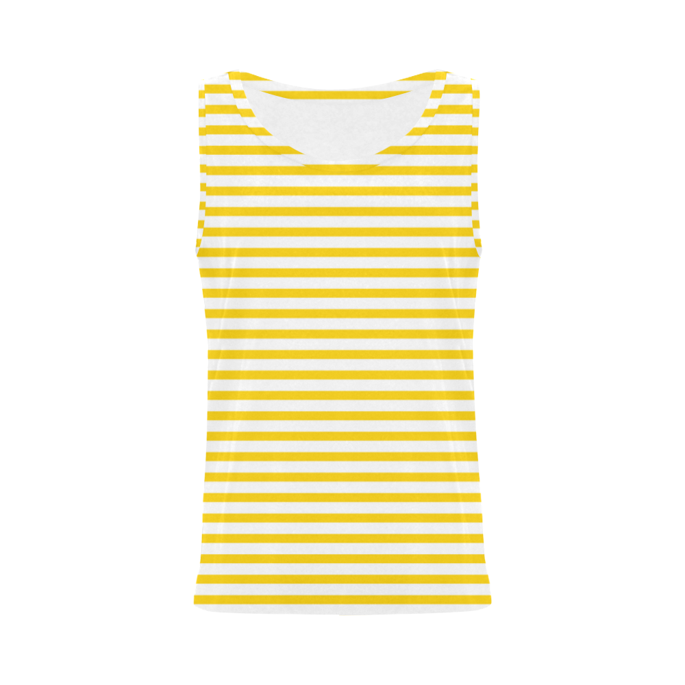 Horizontal Yellow Candy Stripes All Over Print Tank Top for Women (Model T43)