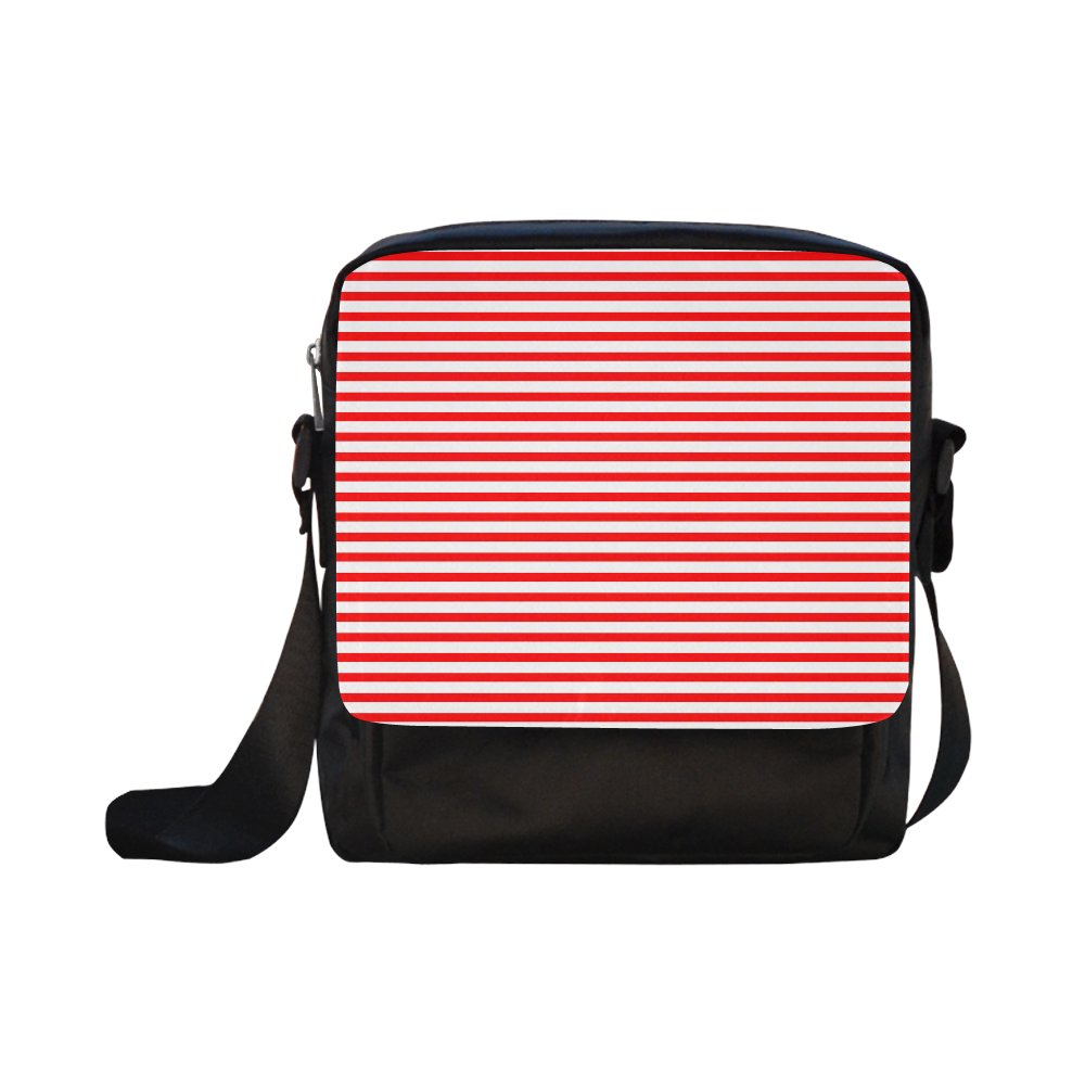 Horizontal Red Candy Stripes Crossbody Nylon Bags (Model 1633)