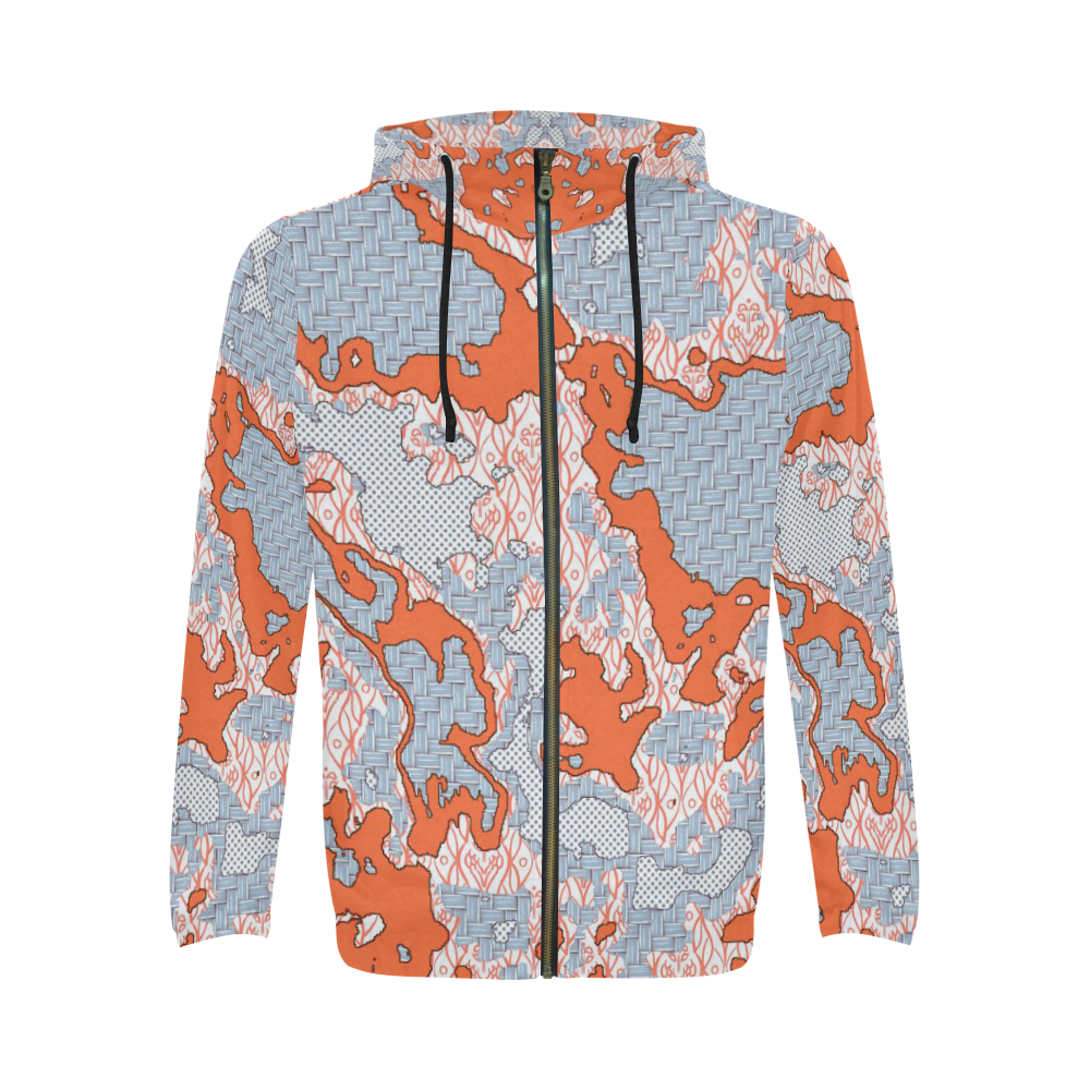 Unique abstract pattern mix 2E by FeelGood All Over Print Full Zip Hoodie for Men (Model H14)