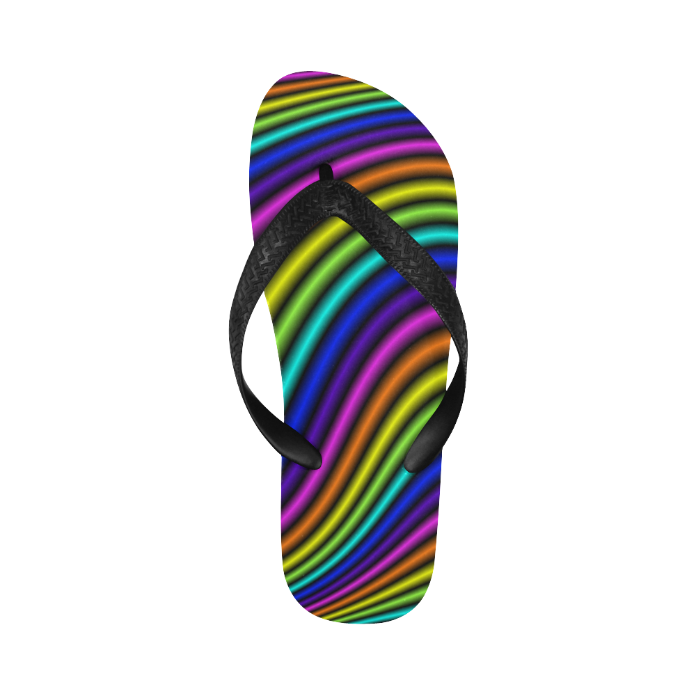 wavy rainbow Flip Flops for Men/Women (Model 040)