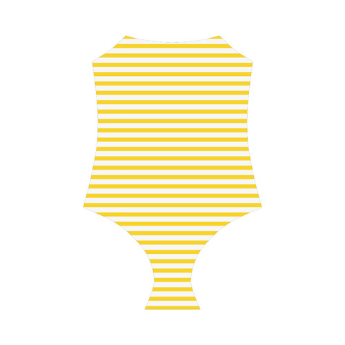 Horizontal Yellow Candy Stripes Strap Swimsuit ( Model S05)