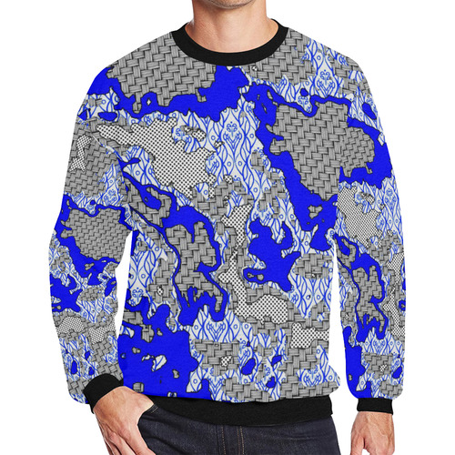 Unique abstract pattern mix 2B by FeelGood Men's Oversized Fleece Crew Sweatshirt (Model H18)