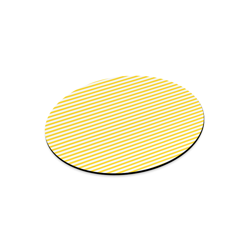 Horizontal Yellow Candy Stripes Round Mousepad