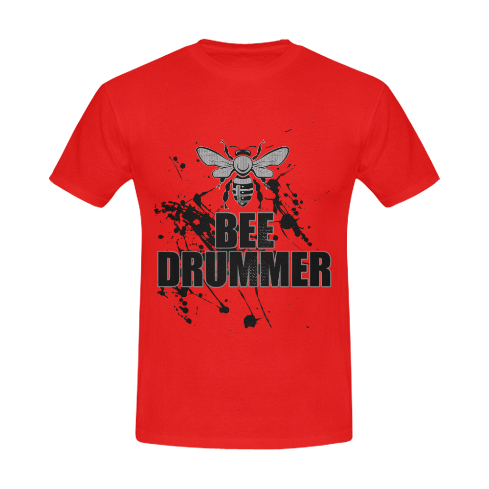 BEE DRUMMER DESIGN RED Men's Slim Fit T-shirt (Model T13)