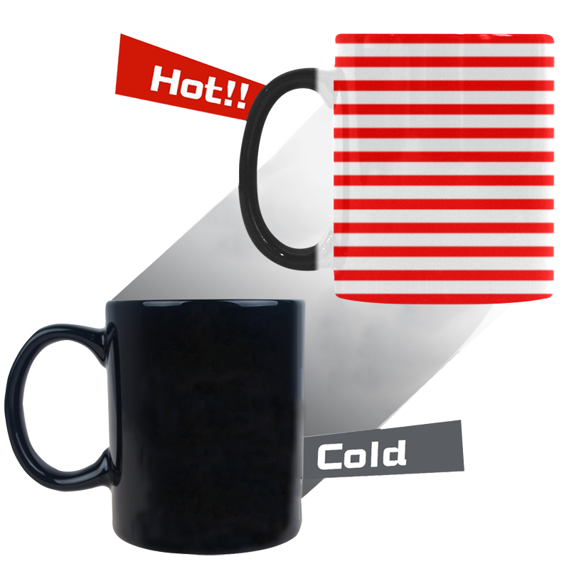 Horizontal Red Candy Stripes Custom Morphing Mug