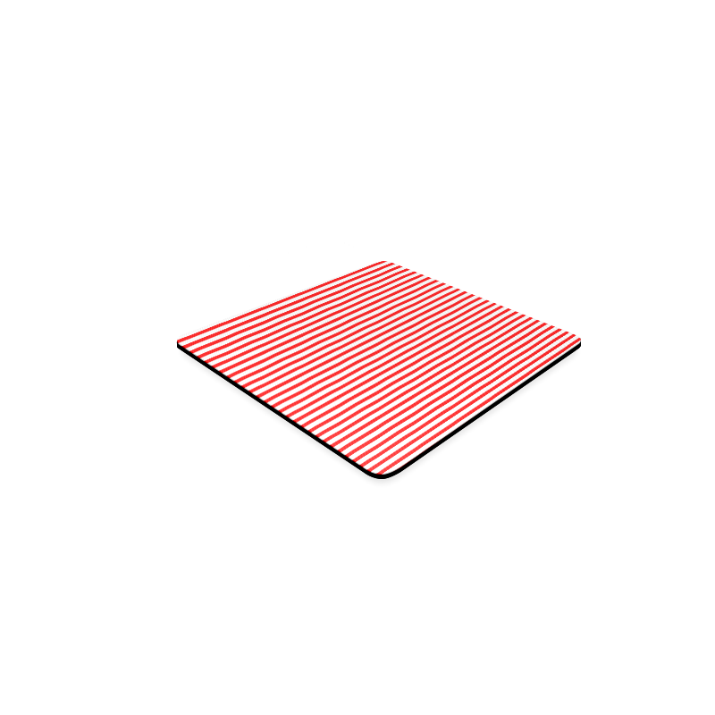 Horizontal Red Candy Stripes Square Coaster