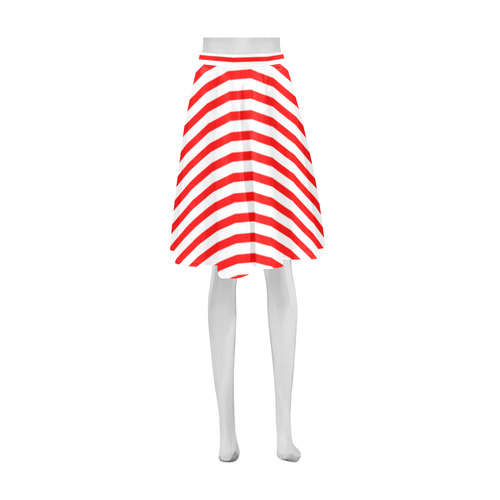 Horizontal Red Candy Stripes Athena Women's Short Skirt (Model D15)