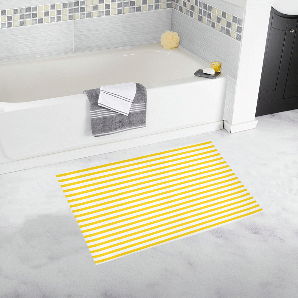 Horizontal Yellow Candy Stripes Bath Rug 20''x 32''