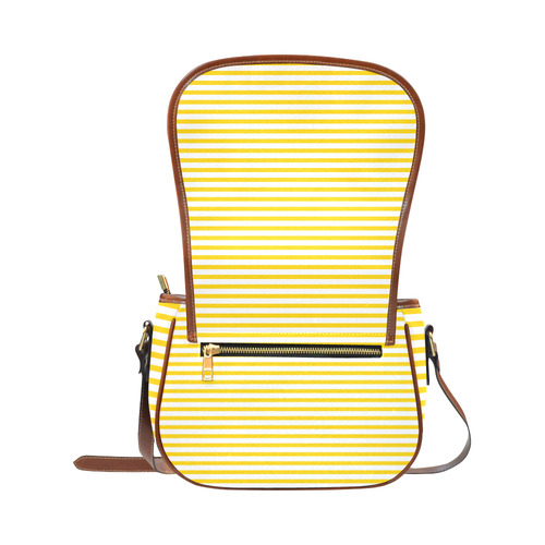Horizontal Yellow Candy Stripes Saddle Bag/Small (Model 1649) Full Customization