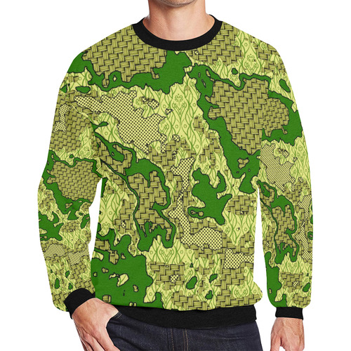 Unique abstract pattern mix 2C by FeelGood Men's Oversized Fleece Crew Sweatshirt (Model H18)