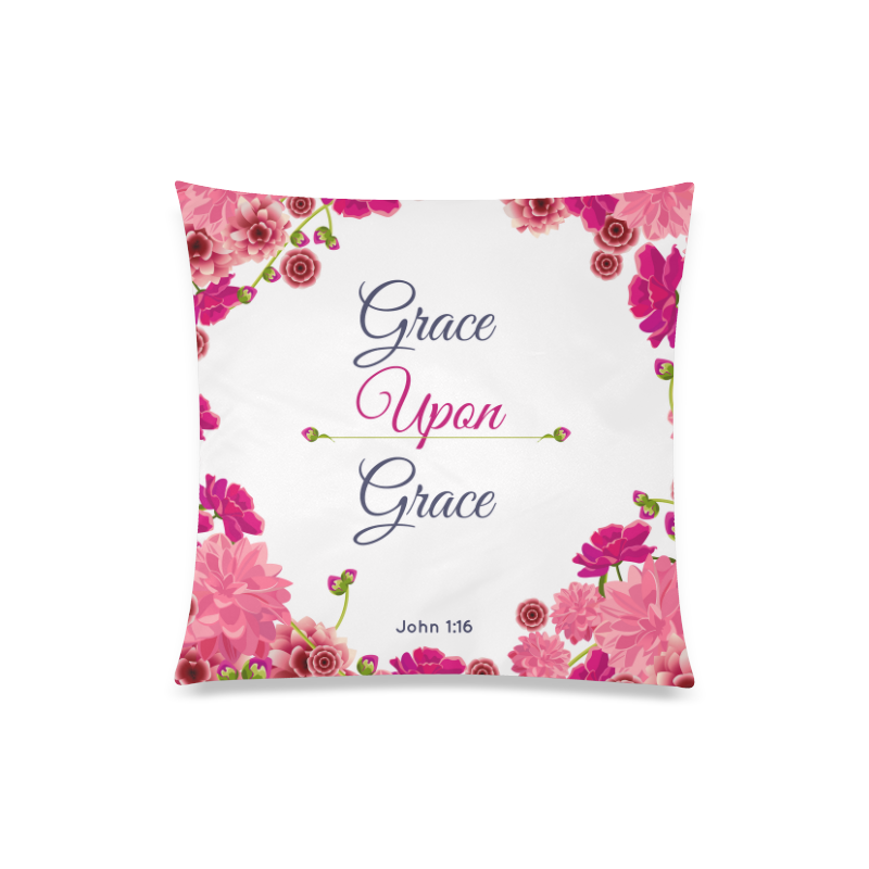 floral grace upon grace pinkflowers pillow Custom Zippered Pillow Case 20"x20"(One Side)