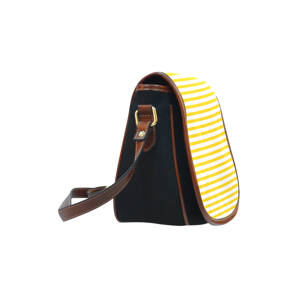 Horizontal Yellow Candy Stripes Saddle Bag/Small (Model 1649)(Flap Customization)