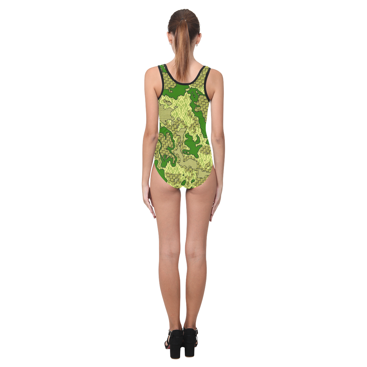 Unique abstract pattern mix 2C by FeelGood Vest One Piece Swimsuit (Model S04)