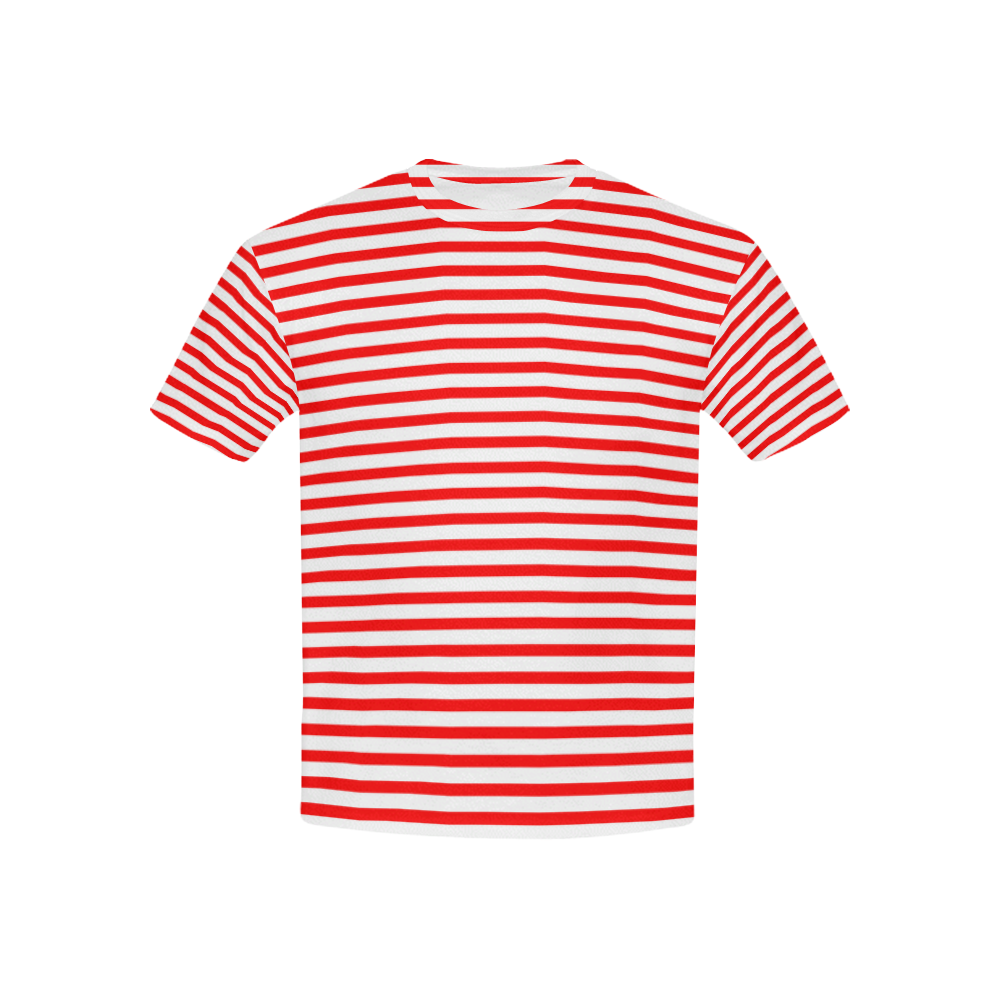 Horizontal Red Candy Stripes Kids' All Over Print T-shirt (USA Size) (Model T40)